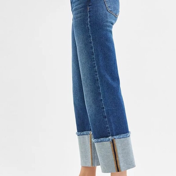 RISEN Full Size Mid Rise Crop Wide Wide Cuffed Jeans Plus Size - Picture 4 of 7